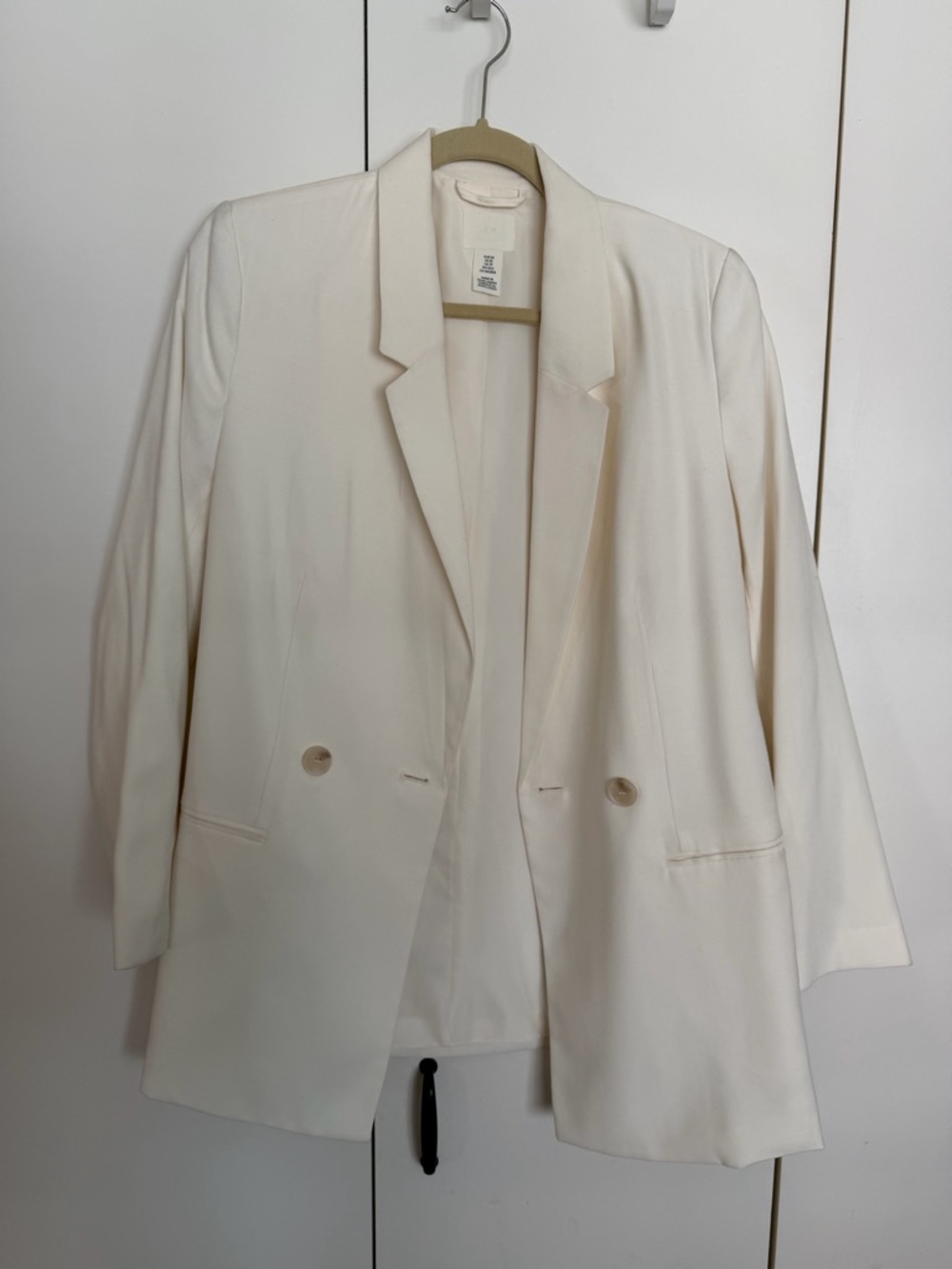H&M Cream Double-Breasted Oversized Blazer